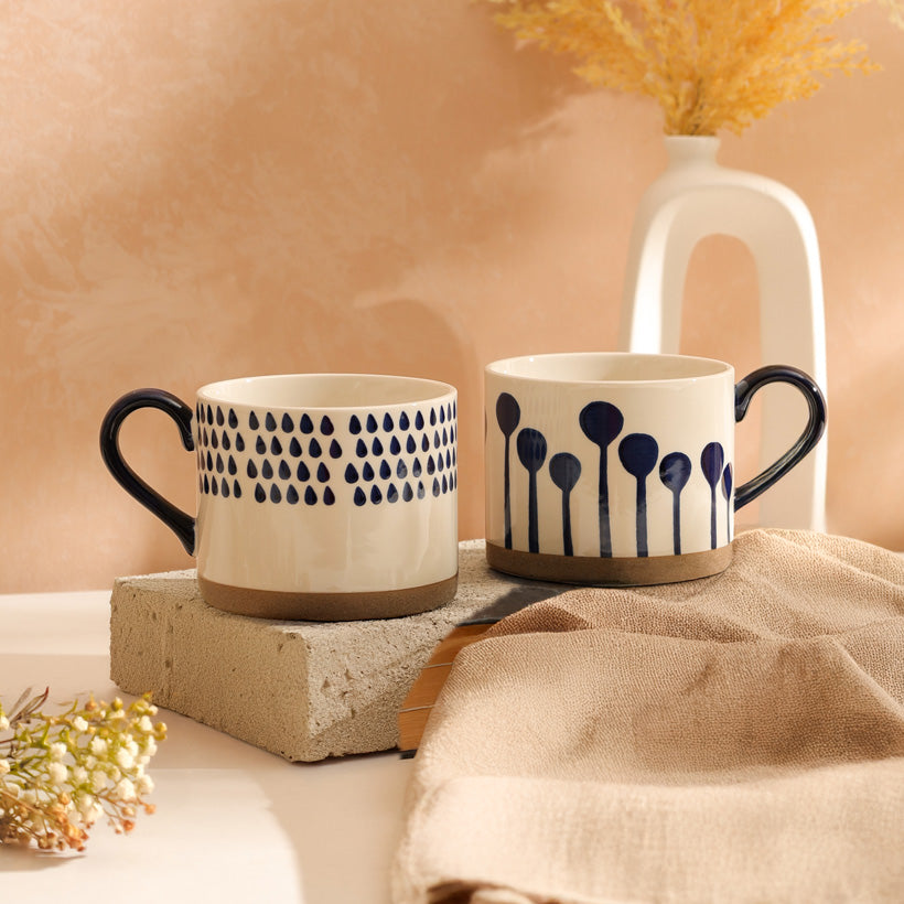 Ceramic Large Mug - Blue Raindrops