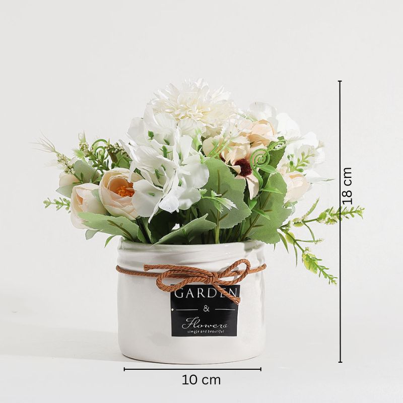 Ceramic Potted Planter Small - White Bunch