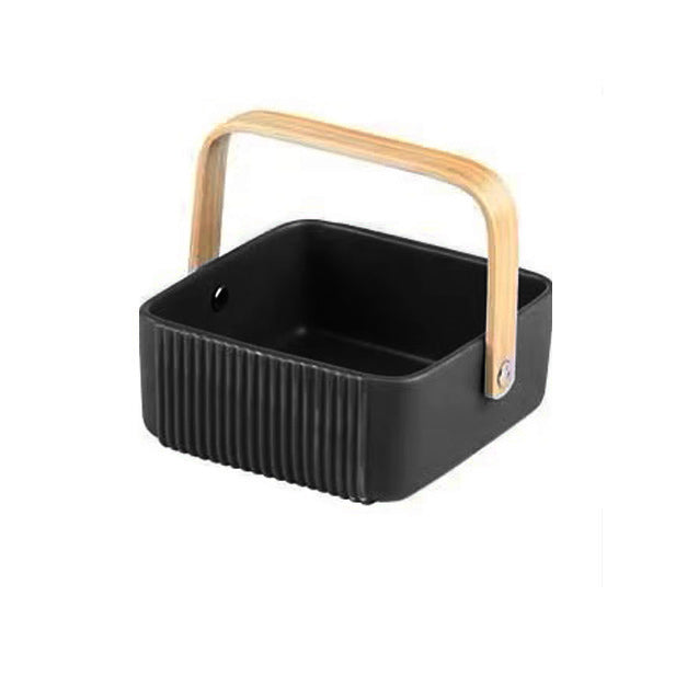 Ceramic Serving Basket With Handle Small - Black