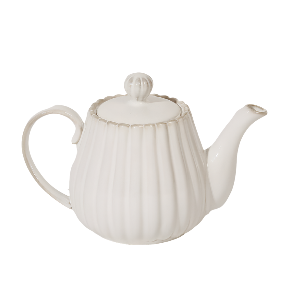 Lines Ceramic Tea Pot - White