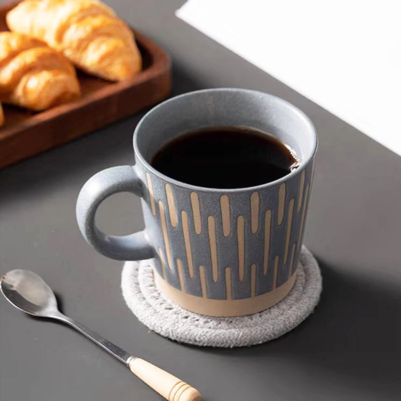 Ceramic Tapered Mug Lines - Rustic Blue