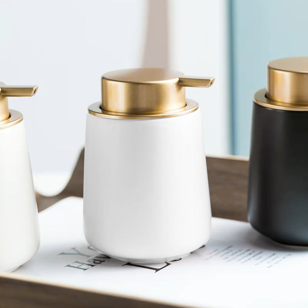 Ceramic Tapered Soap Dispenser - White Gold