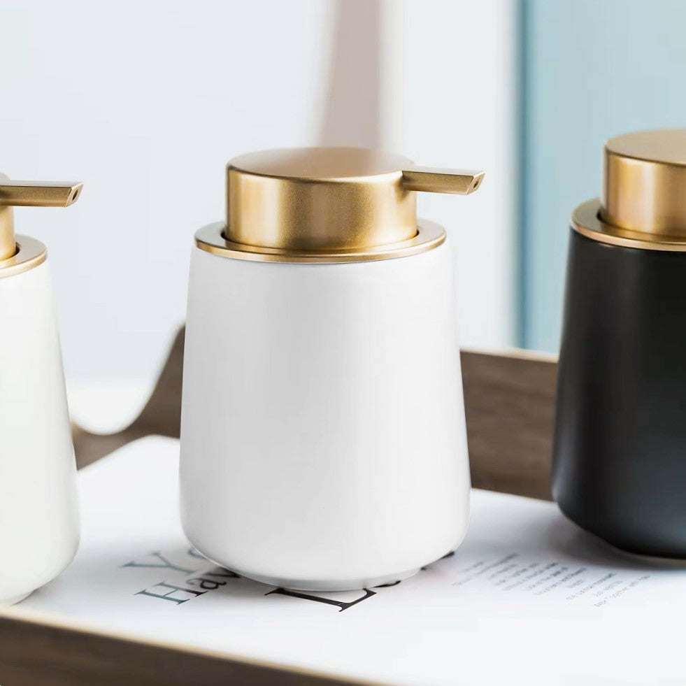 Ceramic Tapered Soap Dispenser - White Gold