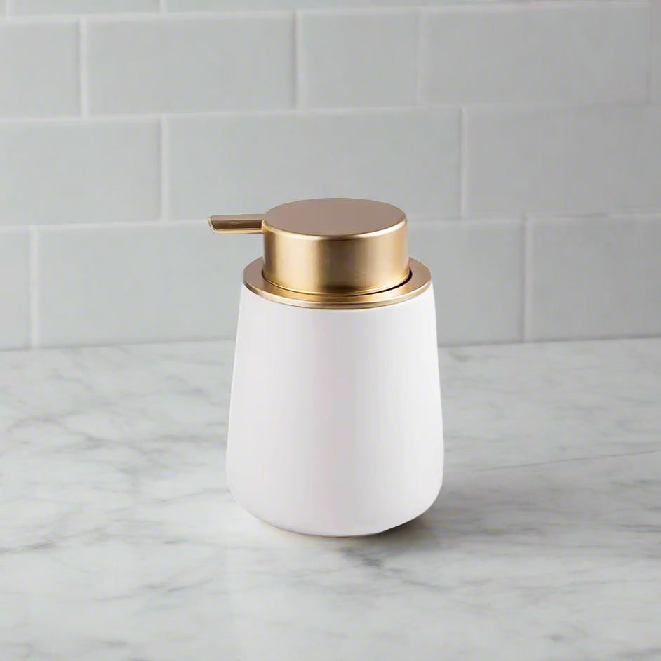 Ceramic Tapered Soap Dispenser - White Gold