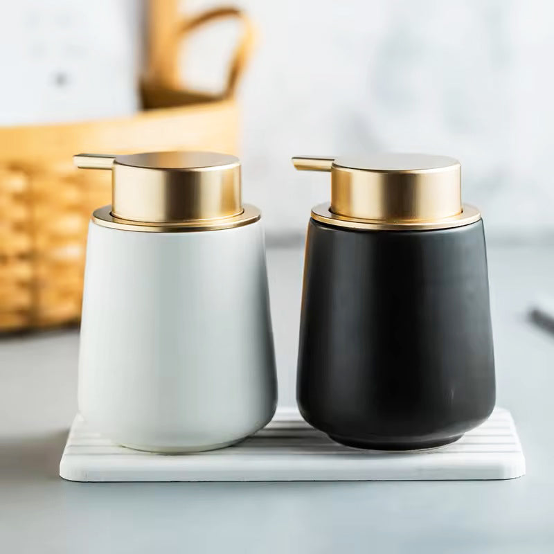 Ceramic Tapered Soap Dispenser - White Gold