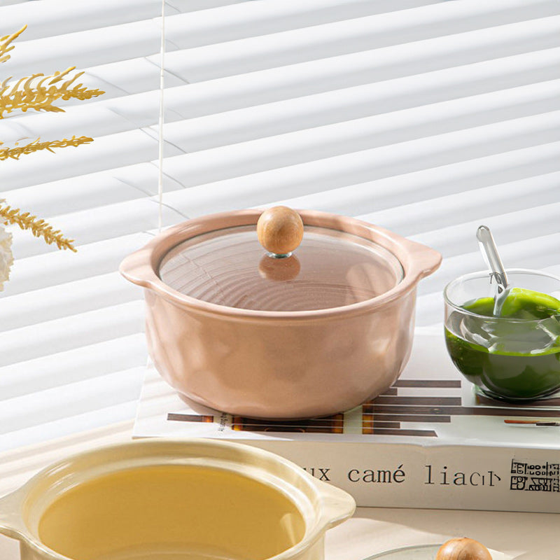 Roja Ceramic Serving Pot with Glass Lid - Pink