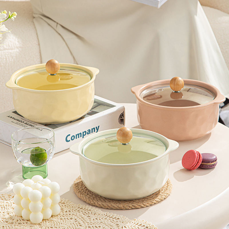 Roja Ceramic Serving Pot with Glass Lid - Pink