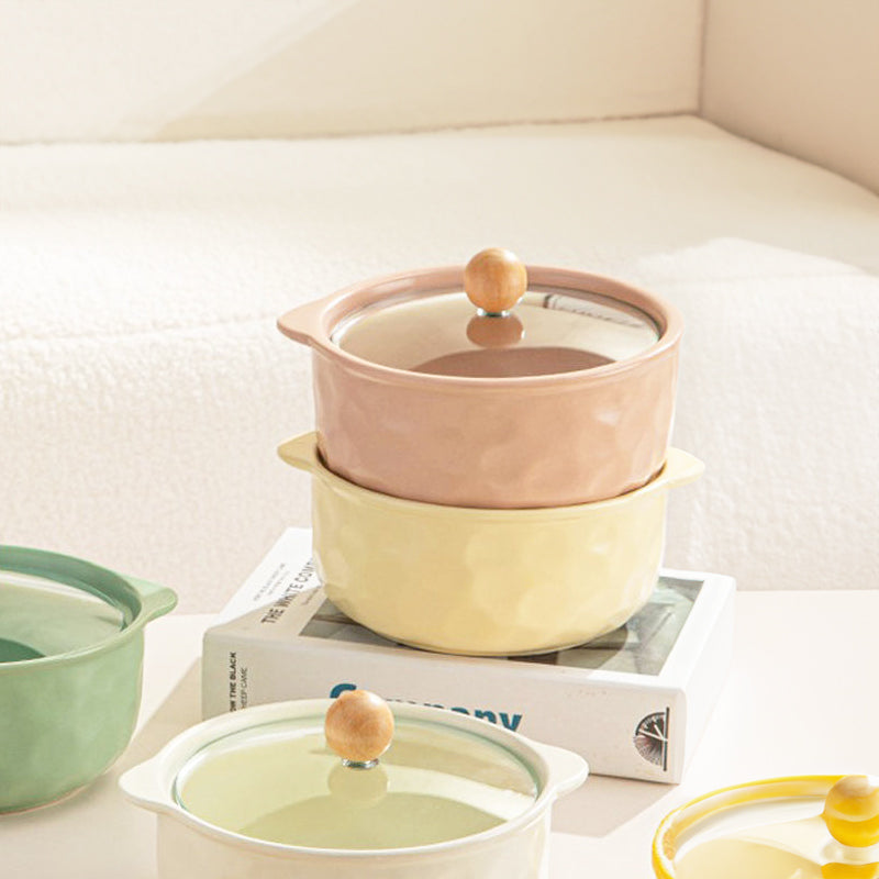 Roja Ceramic Serving Pot with Glass Lid - Pink