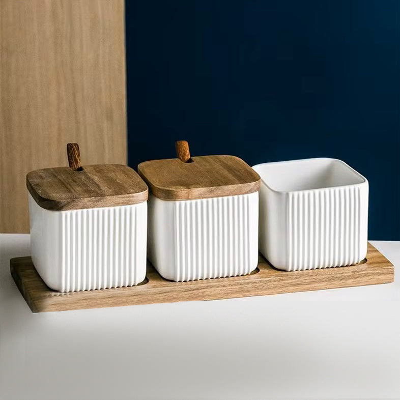 Ceramic Trio Condiment Set - White