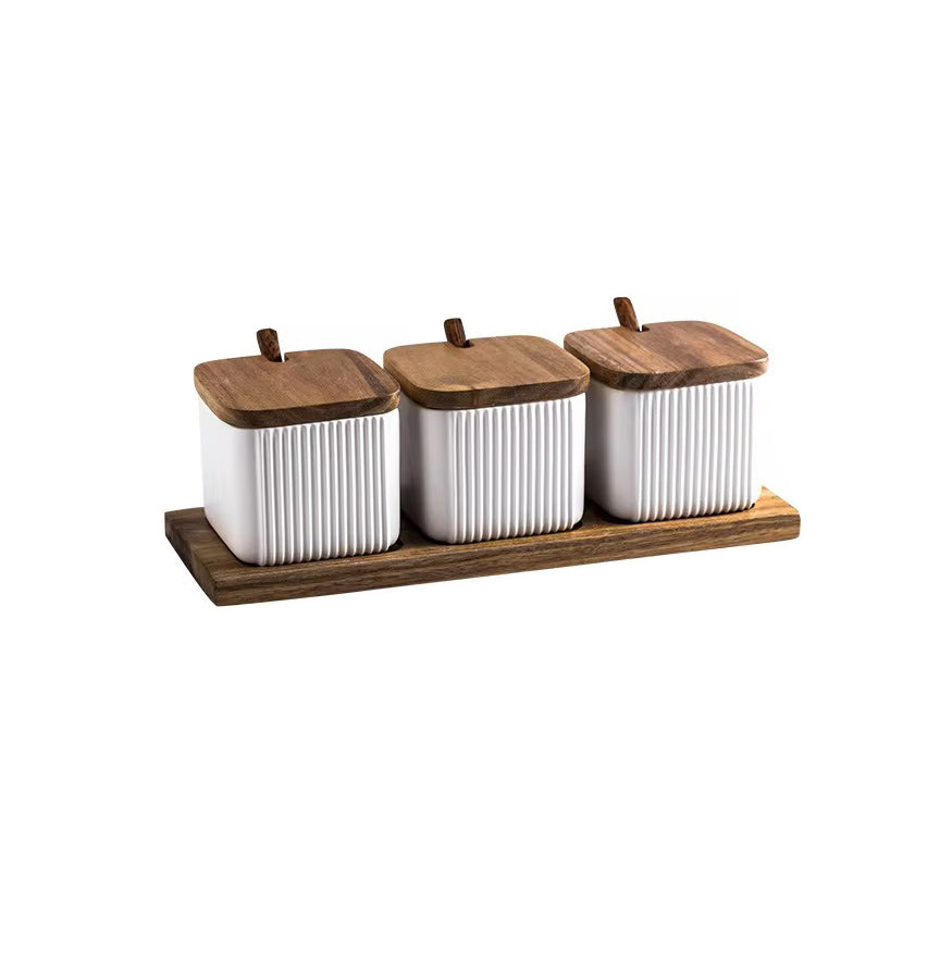 Ceramic Trio Condiment Set - White