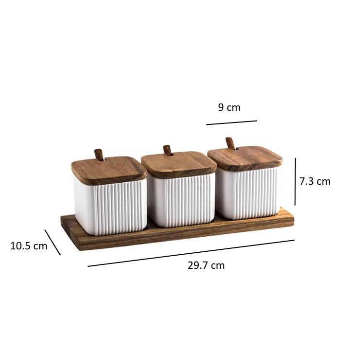 Ceramic Trio Condiment Set - White