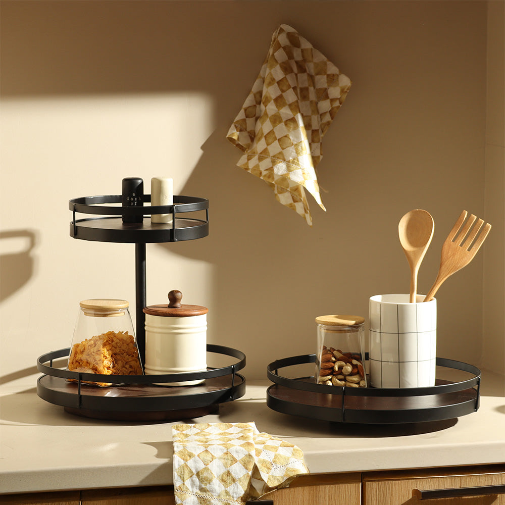 Kena Round Turntable - Brown Black