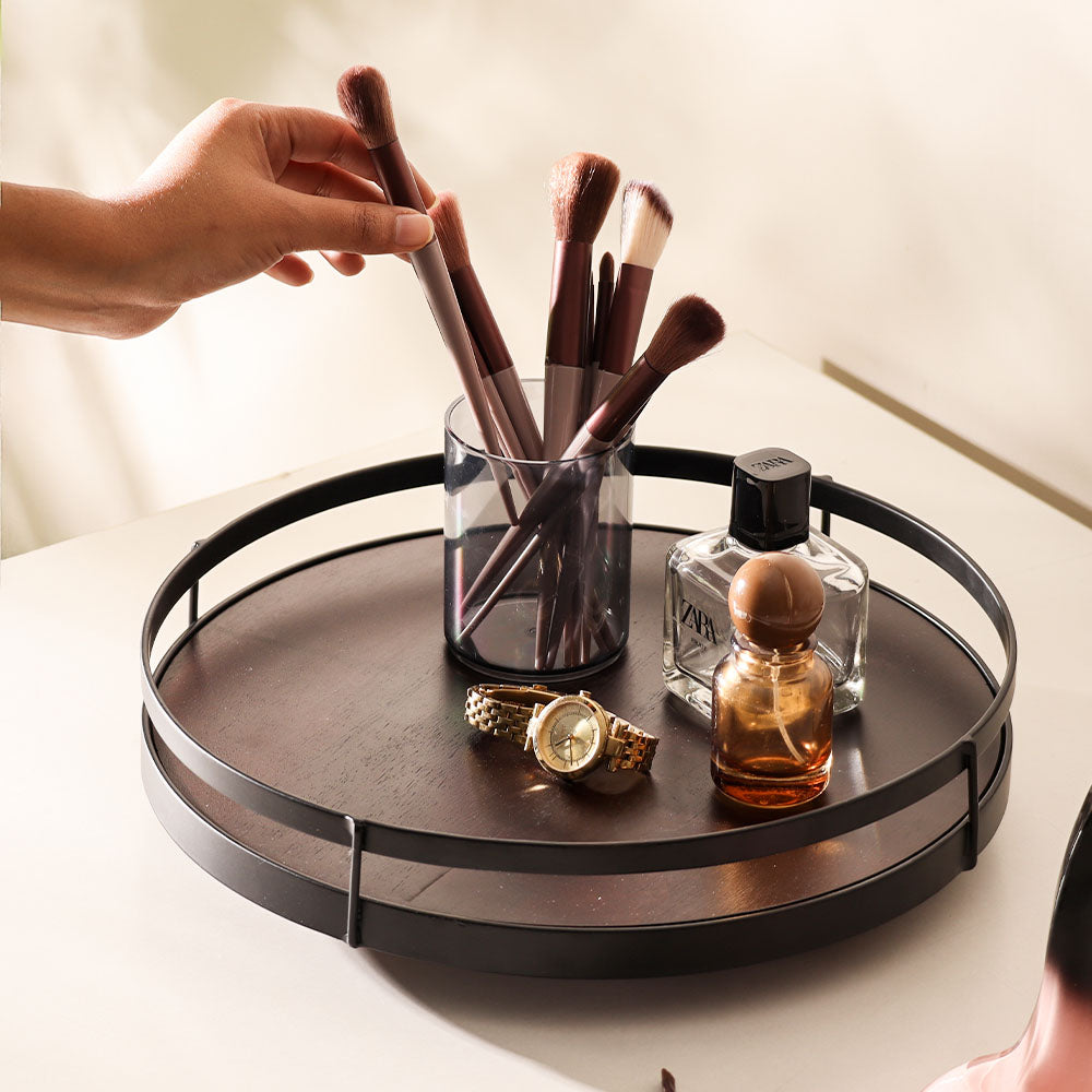 Kena Round Turntable - Brown Black