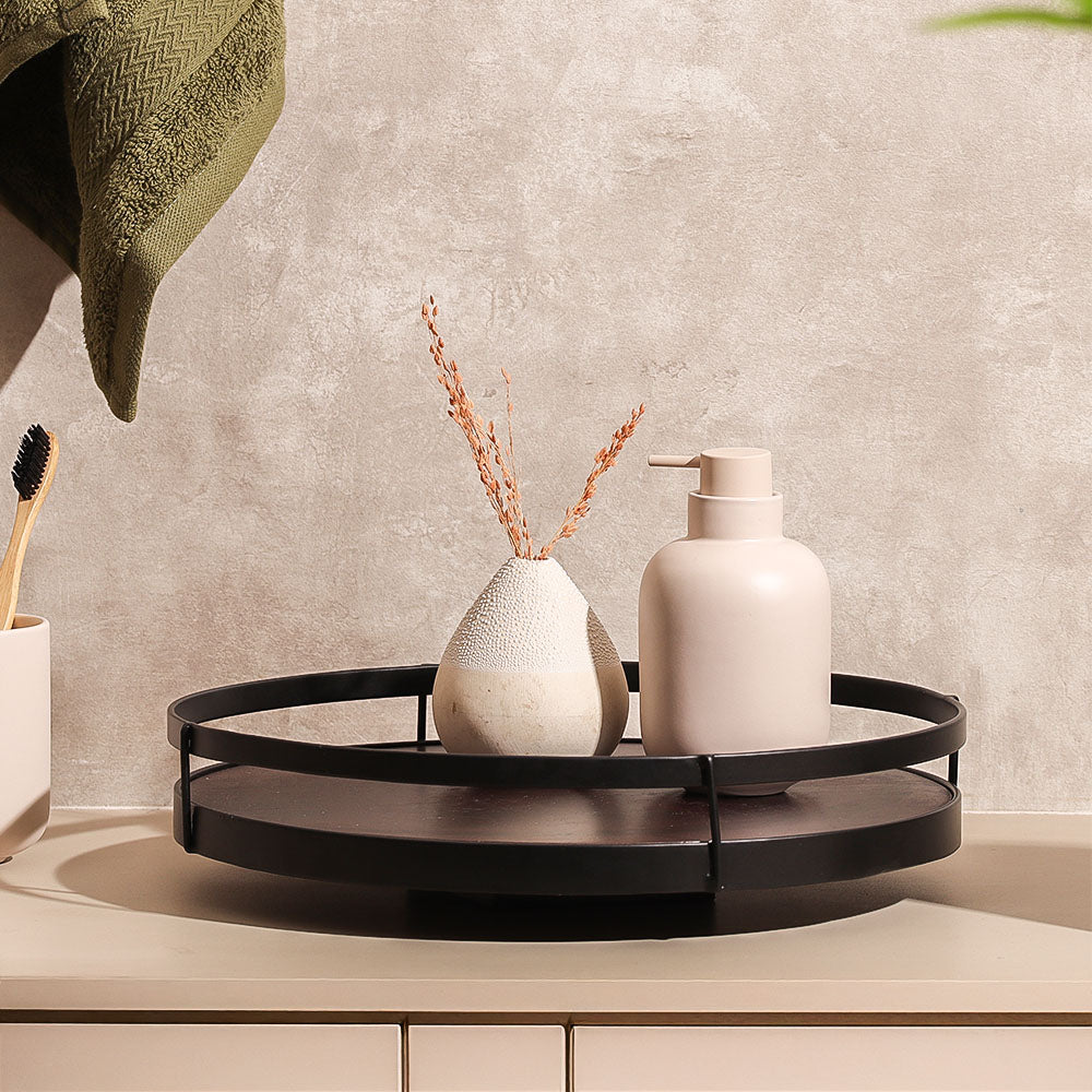 Kena Round Turntable - Brown Black