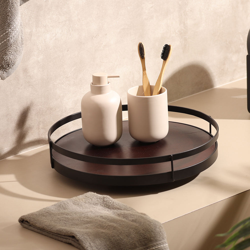 Kena Round Turntable - Brown Black