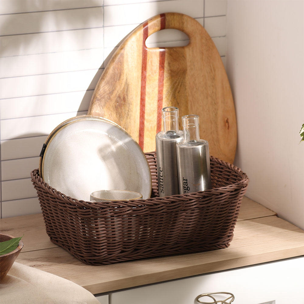 Cesta Rectangular Basket Large - Dark Brown