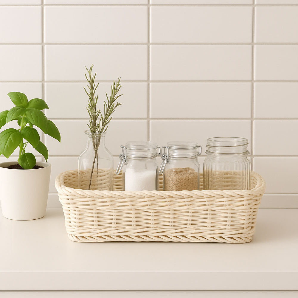 Cesta Rectangular Basket Medium - Ivory