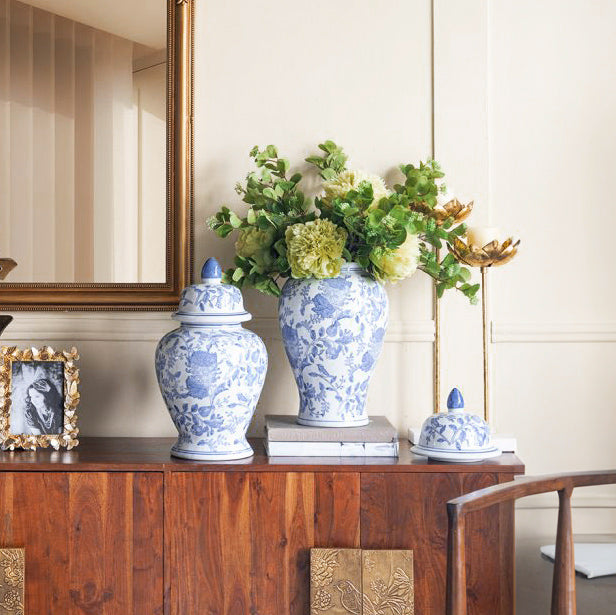 Chantilly Ginger Jar With Lid XL - Blue Flowers