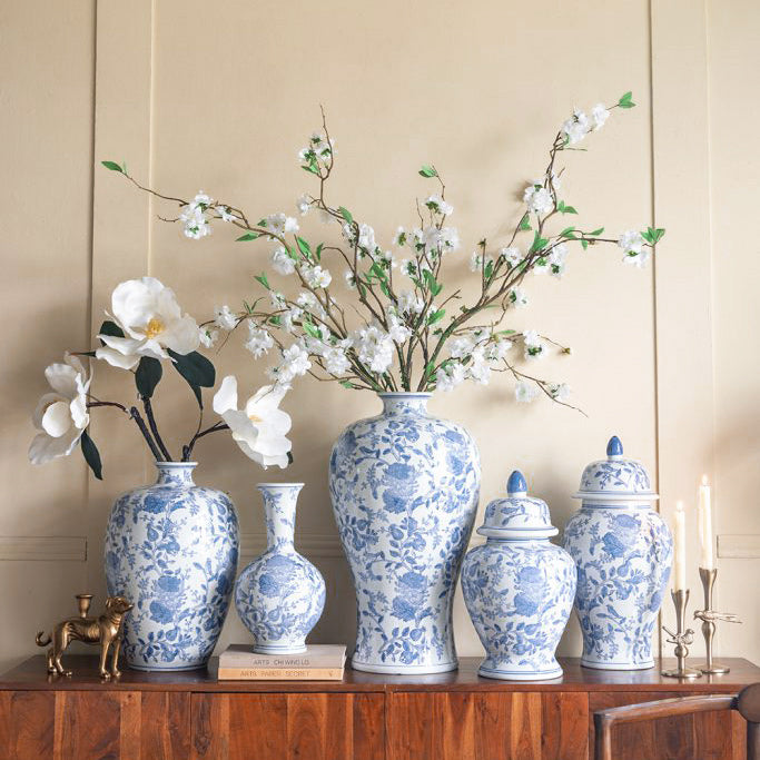 Chantilly Ginger Jar With Lid XL - Blue Flowers