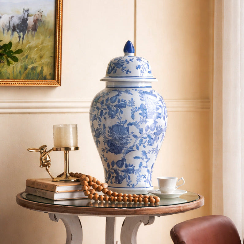 Chantilly Ginger Jar With Lid XL - Blue Flowers