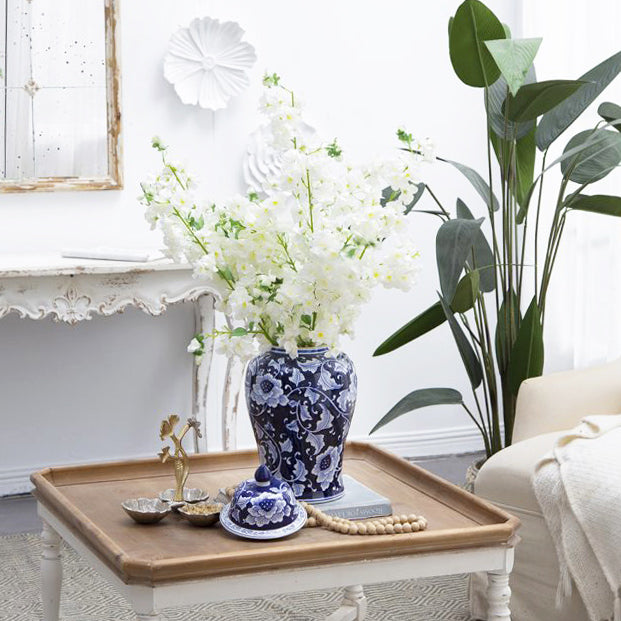 Chantilly Ginger Jar With Lid XL - Midnight Camellia