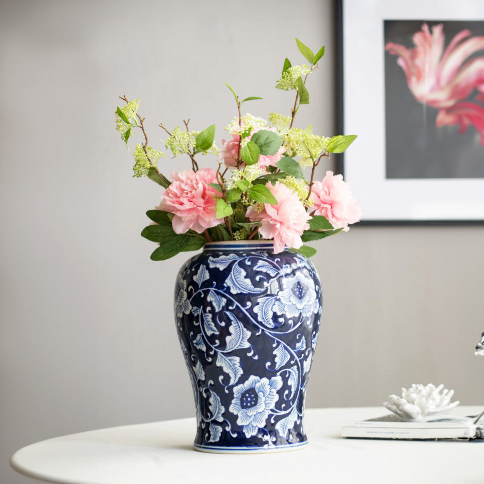 Chantilly Ginger Jar With Lid XL - Midnight Camellia