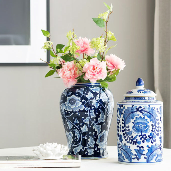 Chantilly Ginger Jar With Lid XL - Midnight Camellia