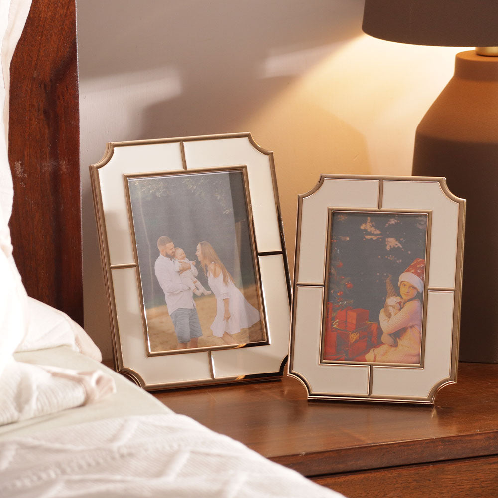 Chateau Photo Frame Large - White Gold