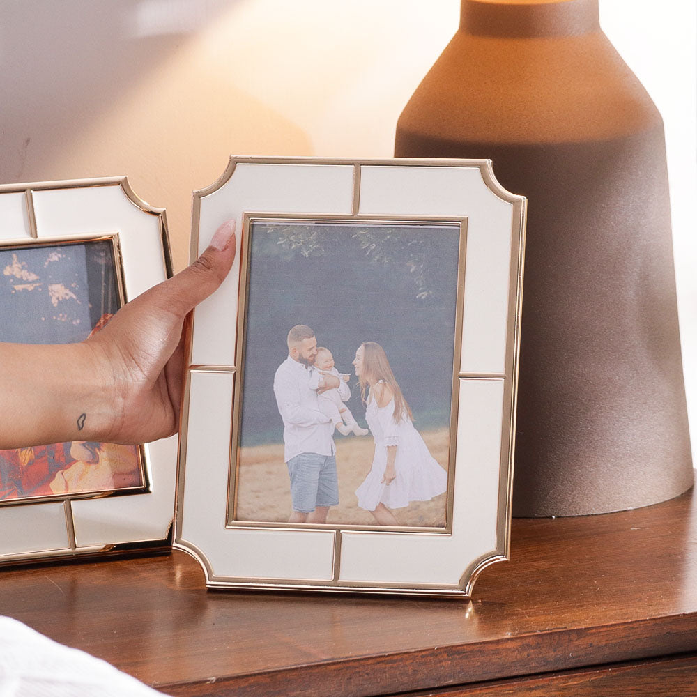 Chateau Photo Frame Large - White Gold