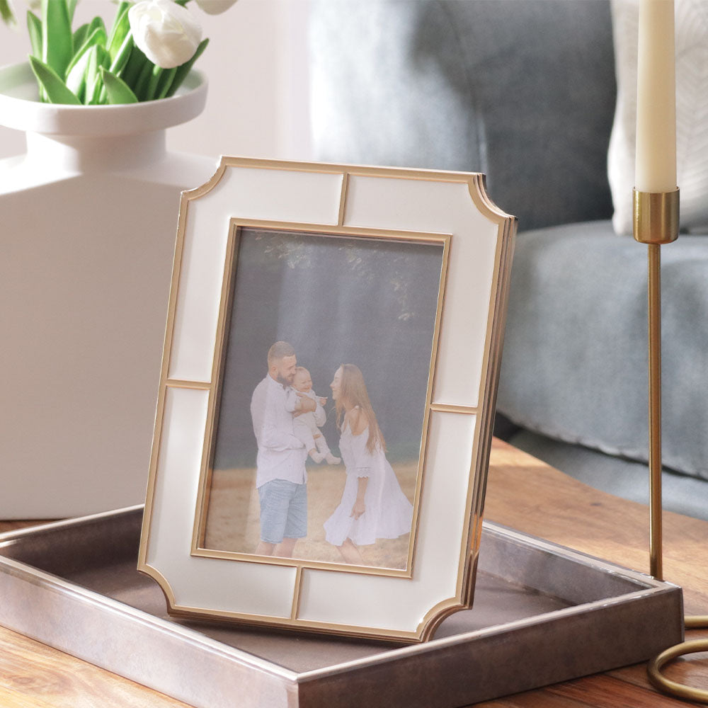 Chateau Photo Frame Large - White Gold