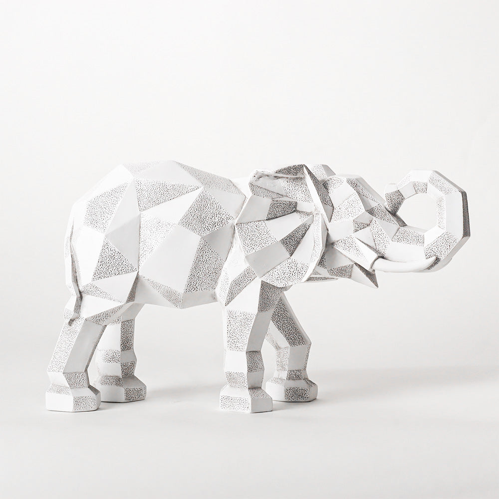 Checkered Elephant Sculpture - White Grey