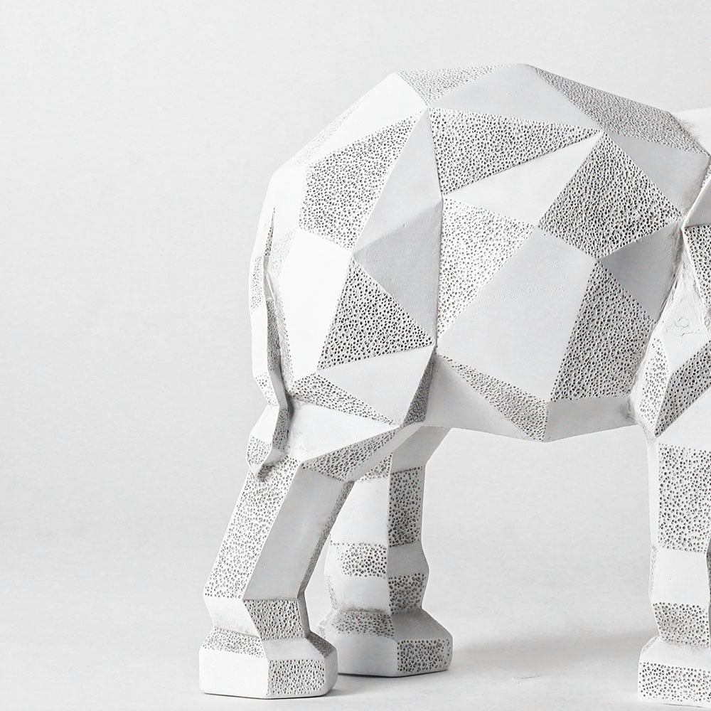 Checkered Elephant Sculpture - White Grey