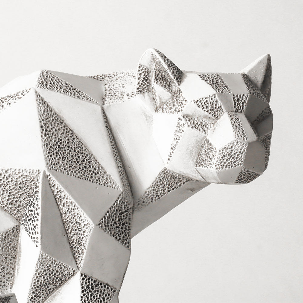 Checkered Leopard Sculpture - White Grey