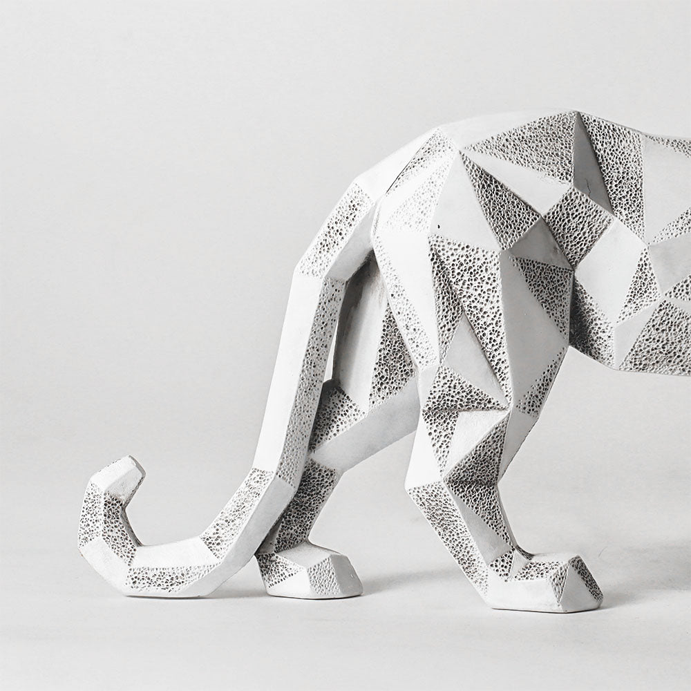 Checkered Leopard Sculpture - White Grey