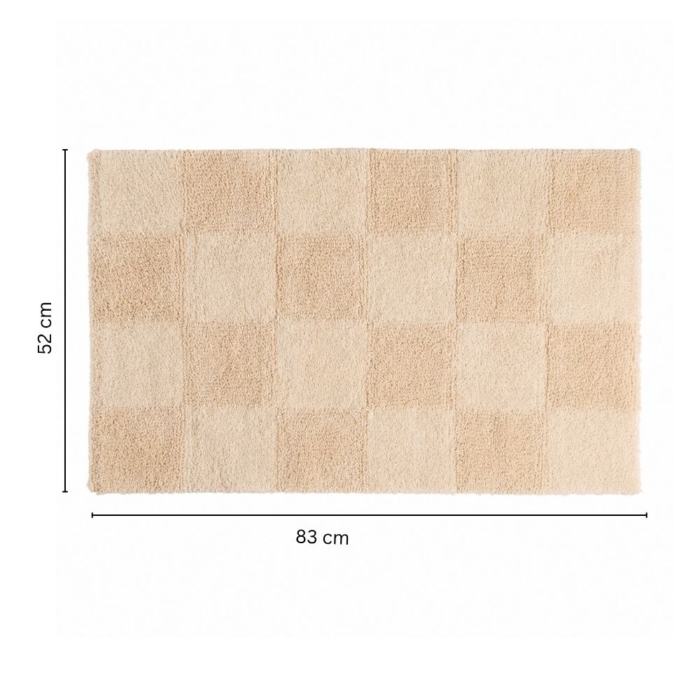 Checkered Reversible Tufted Bathmat - Beige