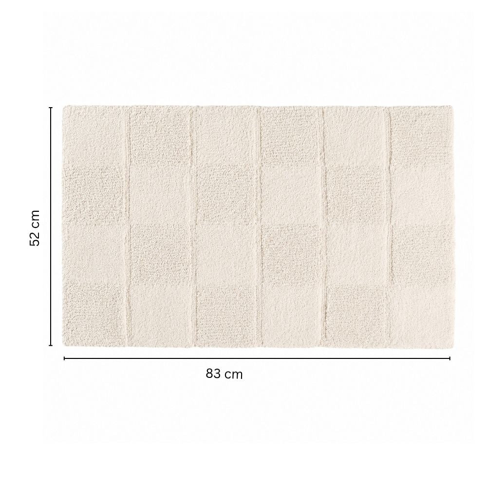 Checkered Reversible Tufted Bathmat - Ivory