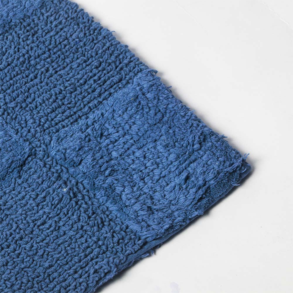 Checkered Reversible Tufted Bathmat - Azure Blue