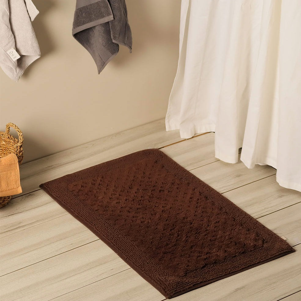 Checkered Tufted Bathmat - Brown