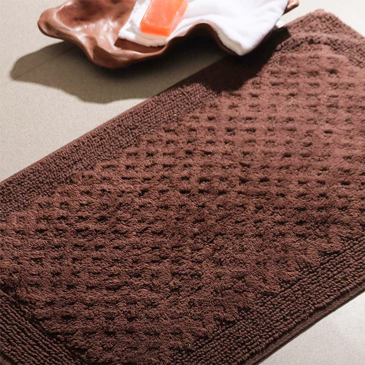 Checkered Tufted Bathmat - Brown