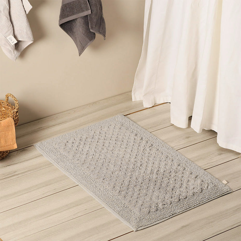 Checkered Tufted Bathmat - Grey