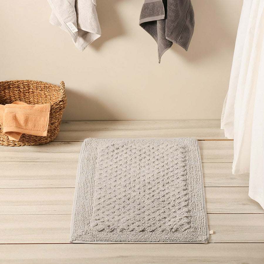 Checkered Tufted Bathmat - Grey