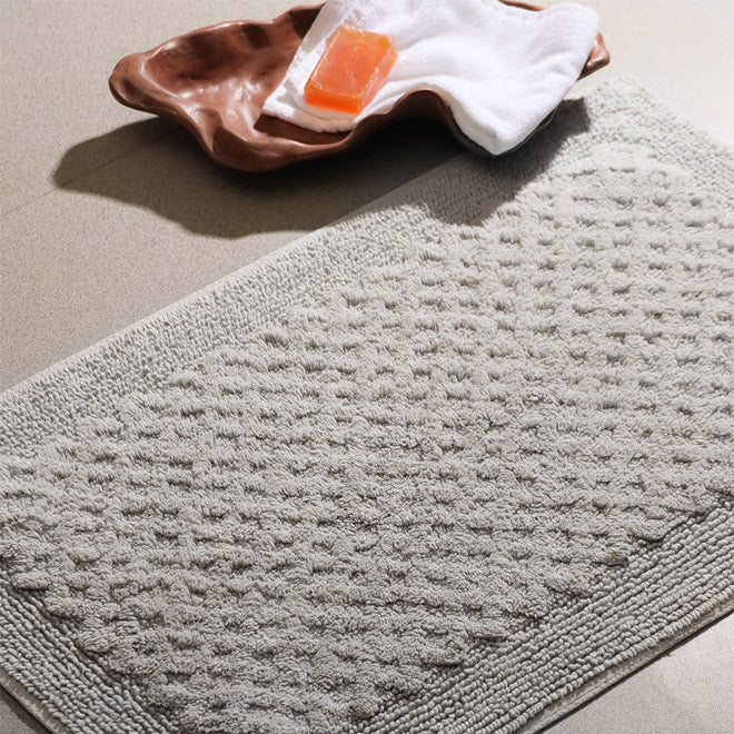 Checkered Tufted Bathmat - Grey