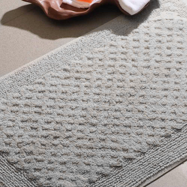 Checkered Tufted Bathmat - Grey