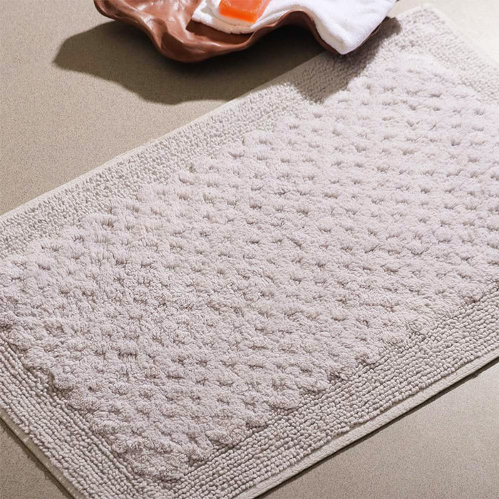 Checkered Tufted Bathmat - Light Grey