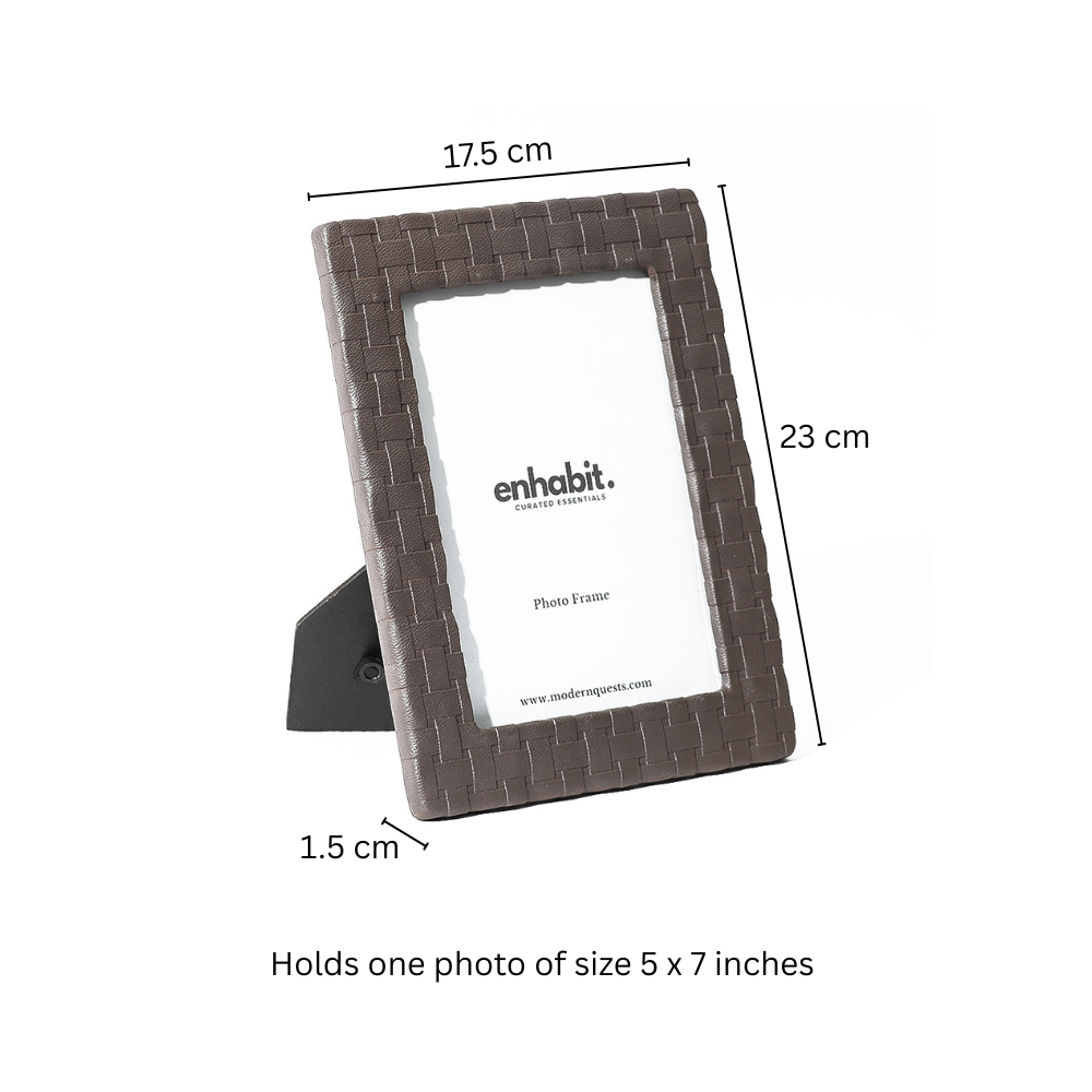 Checks Photo Frame Large - Bistre Brown