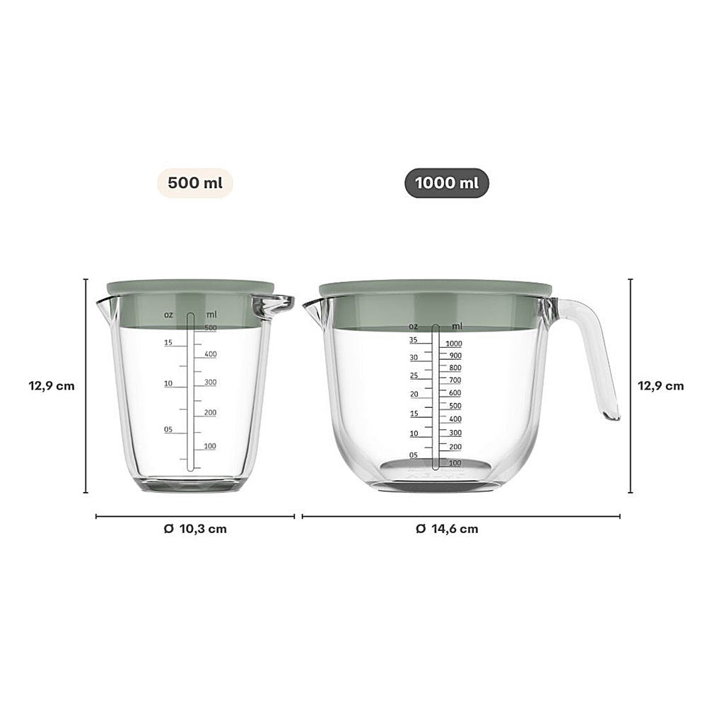 Chef It Glass Measuring Jug with Lid 1000ml - Nordic Sage
