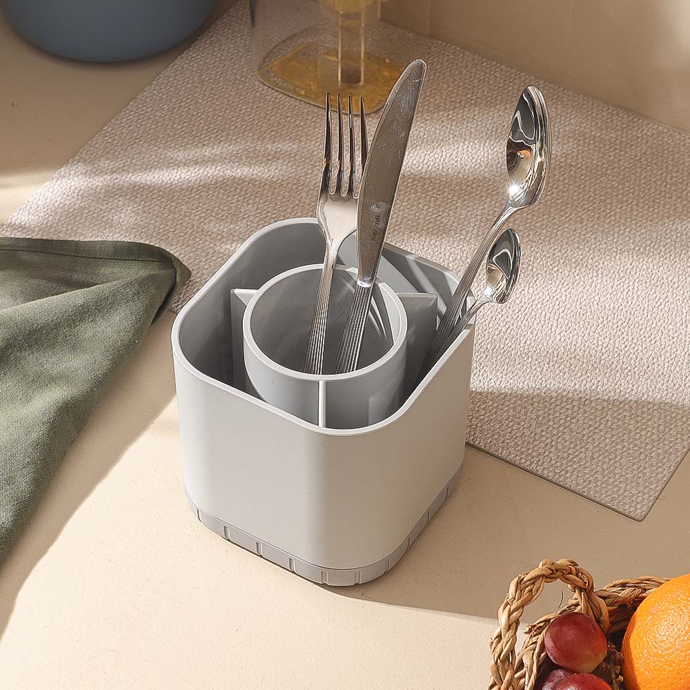 ChefLine Cutlery Holder with Drainer - Grey