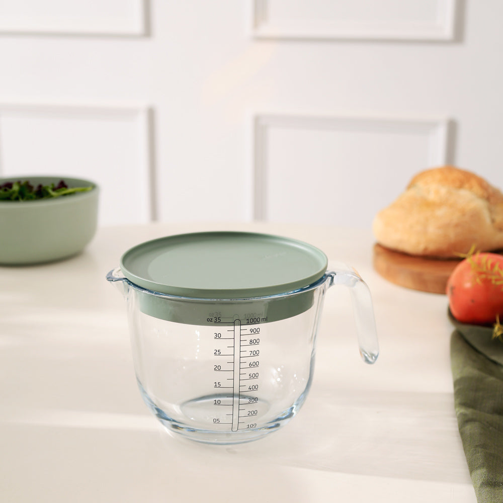 Chef It Glass Measuring Jug with Lid 1000ml - Nordic Sage