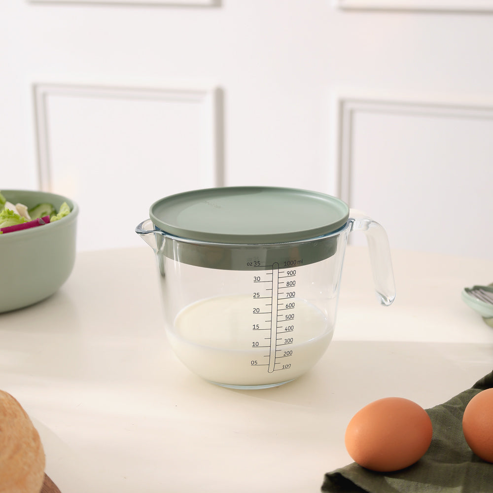 Chef It Glass Measuring Jug with Lid 1000ml - Nordic Sage