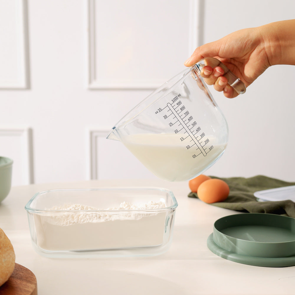 Chef It Glass Measuring Jug with Lid 1000ml - Nordic Sage